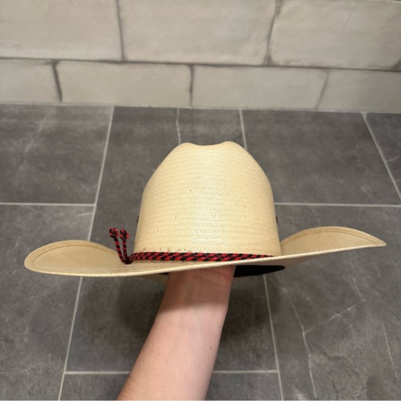 Justin straw cowboy hat western cowgirl red black tan 7 long oval 6X regal Toyo - Picture 11 of 16